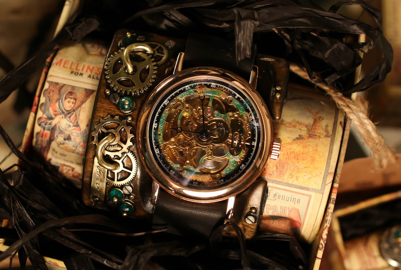 Стимпанк часы «Золото и медь»