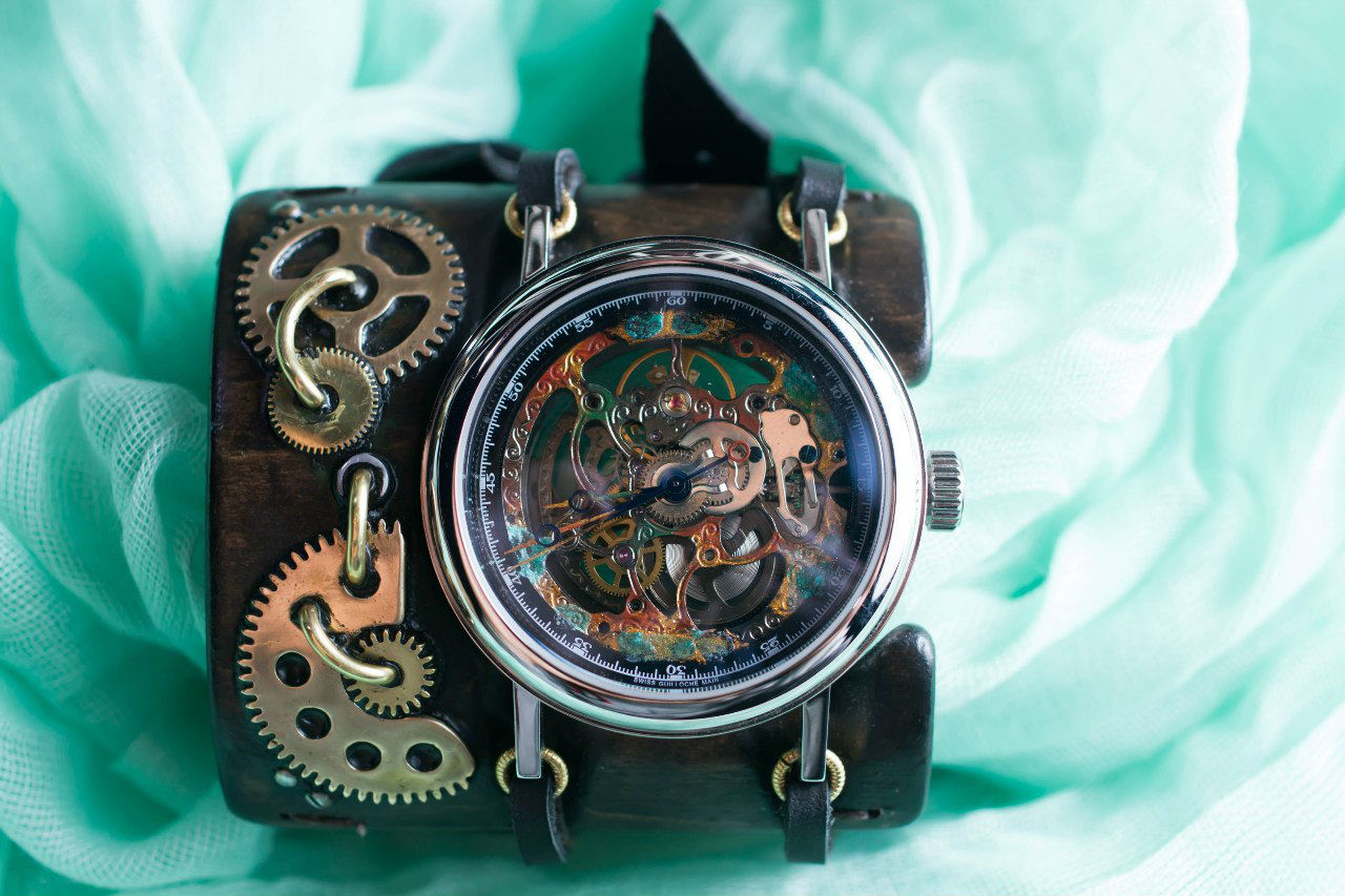 Стимпанк часы «Мятное»